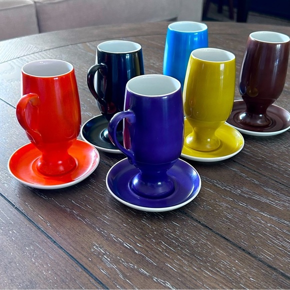 LaGardo Tackett Schmid Set of 6 Espresso cups with Saucers - MCM 1970’s - Picture 1 of 13